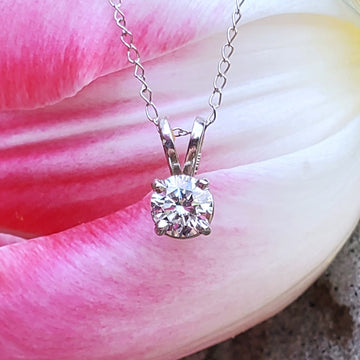 14k White Gold .40 Carat Solitaire Diamond Pendant - DPD-26848